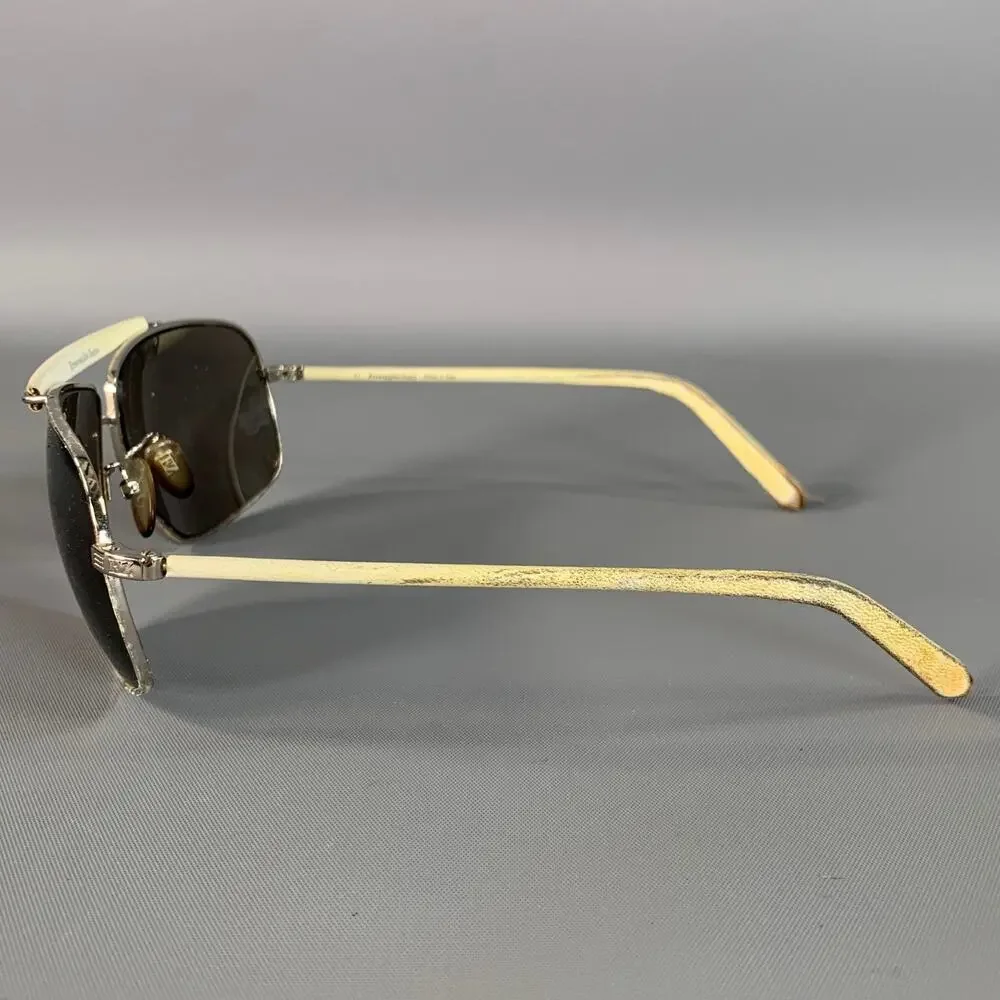 ERMENEGILDO ZEGNA Cream Silver Sunglasses